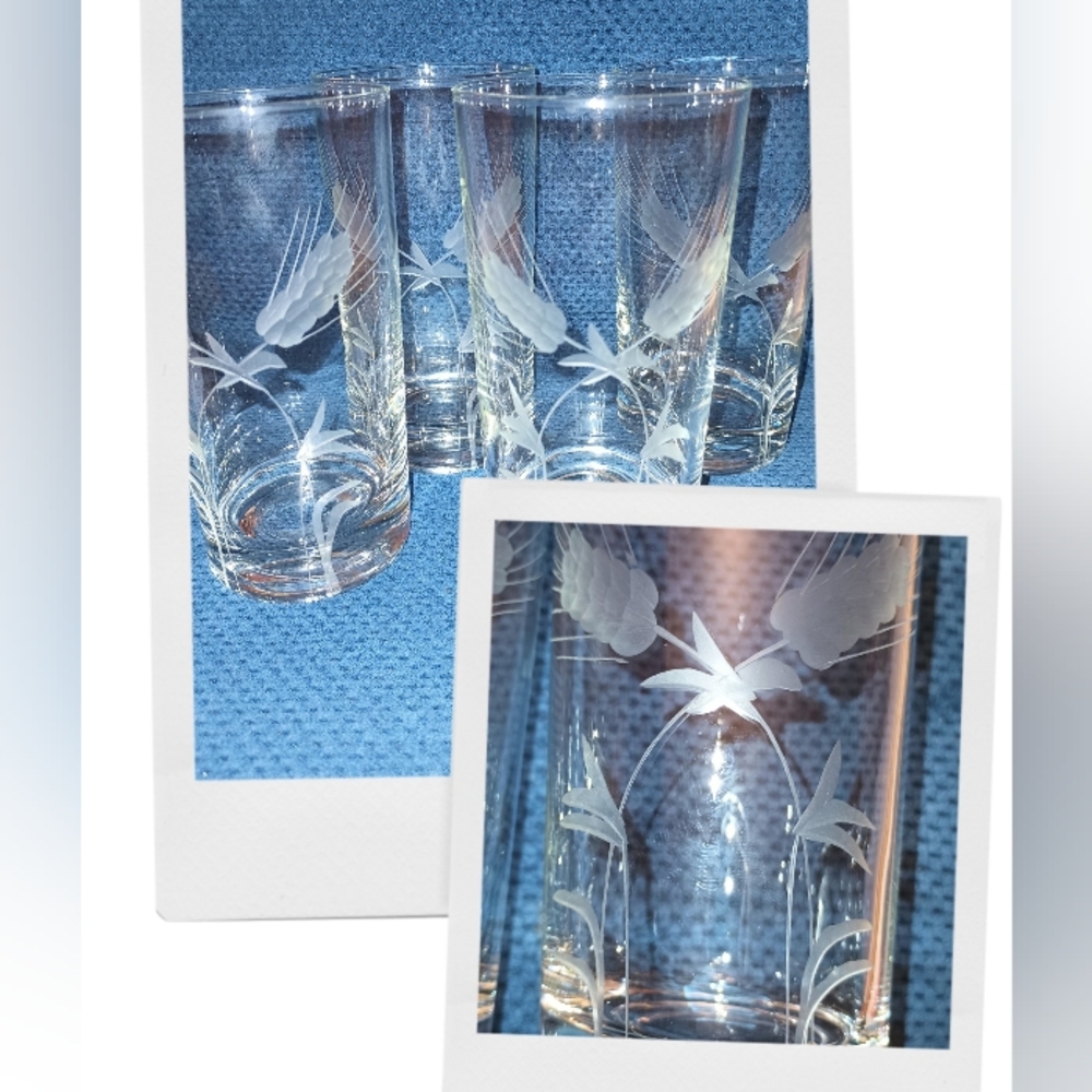 🥂 Javit 🥂 Crystal Etched Beverage Glass 🥂 SET of 4 🥂 "High - Ball"